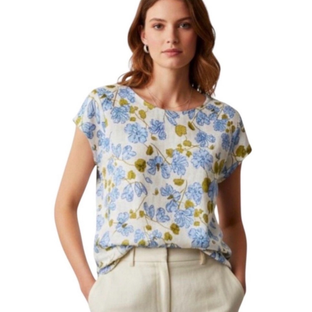 Joie Linen Floral Shirt Button Details Natural Fibers Feminine Women's Small